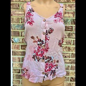 Pink Floral maurices Summer Floral Button Up Tank Top